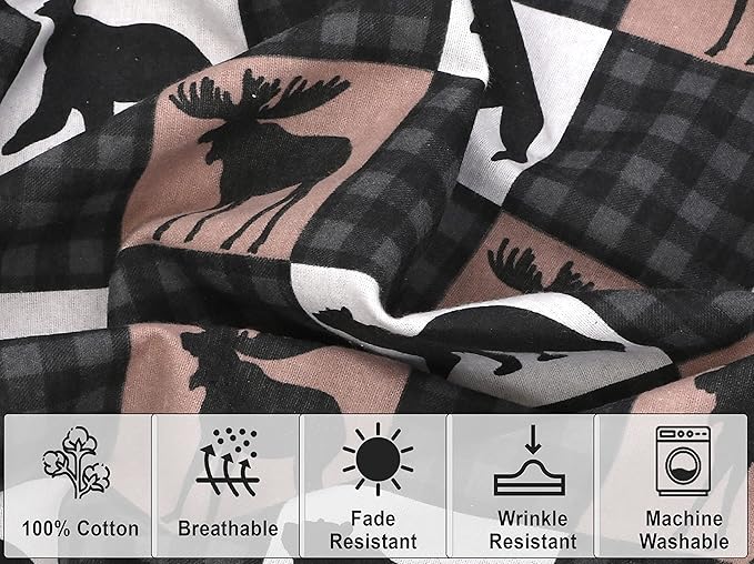 RUVANTI Flannel Sheets California King Size - 100% Cotton Brushed Cal King Bed Sheets Set - Deep Pockets 14 Inches - All Seasons Breathable & Extra Soft - Warm & Cozy, 4 Piece, Wilderness Plaid