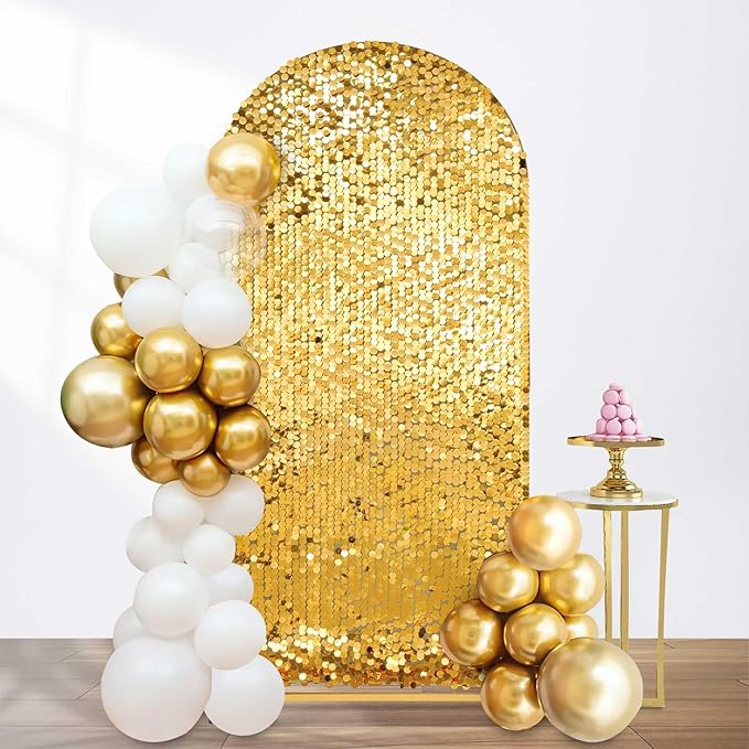 Gold Sequin Arch Backdrop Cover: Big Payette Sequin Arch Cover 6FT Sparkly Backdrop Covers for Party Wedding Banquet