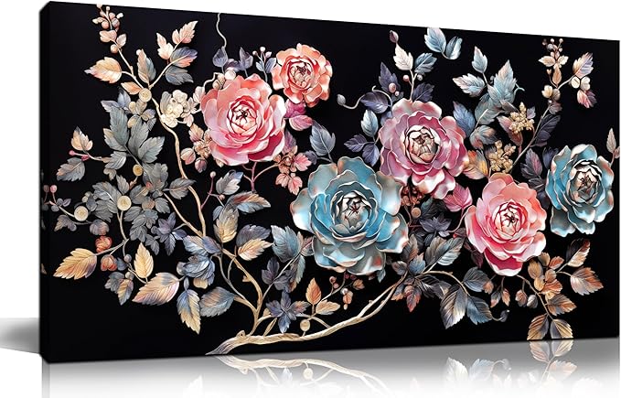 Flower Pictures Wall Decor Living Room Colorful Canvas Wall Art for Office Modern Prints Decor Bedroom Women Size 20" x 40"