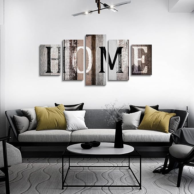 LUDUHU Love Sanctuary Canvas Print Wall Art - 5 Pieces Sweet Home Sign Wall Art,white Home Sweet Heart Painting,modern Family Wall Decor (G,Oversize 60x30inch)