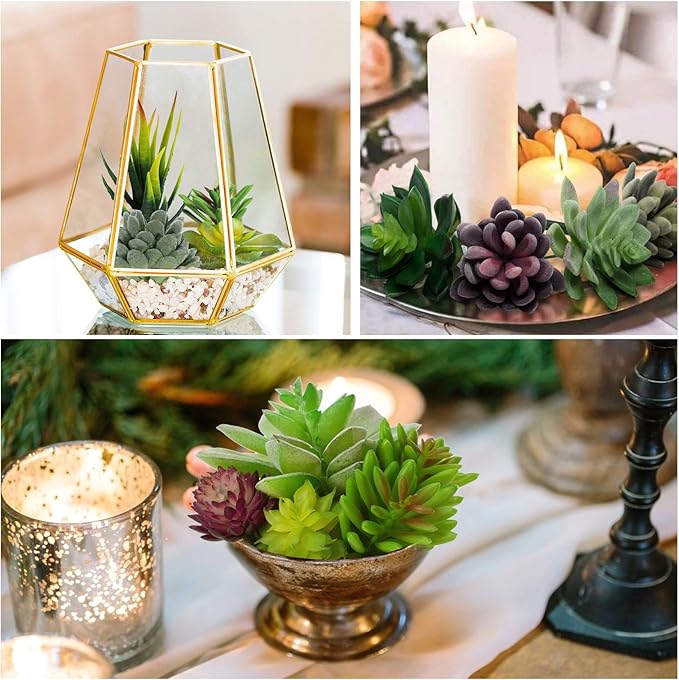 Anoak Artificial Succulent Plants - 16 Pcs Set Faux Succulents Unpotted Fake Succulent Plants, Premium Crafting DIY Floral Decor for Home Garden Office Party (High Realistic)