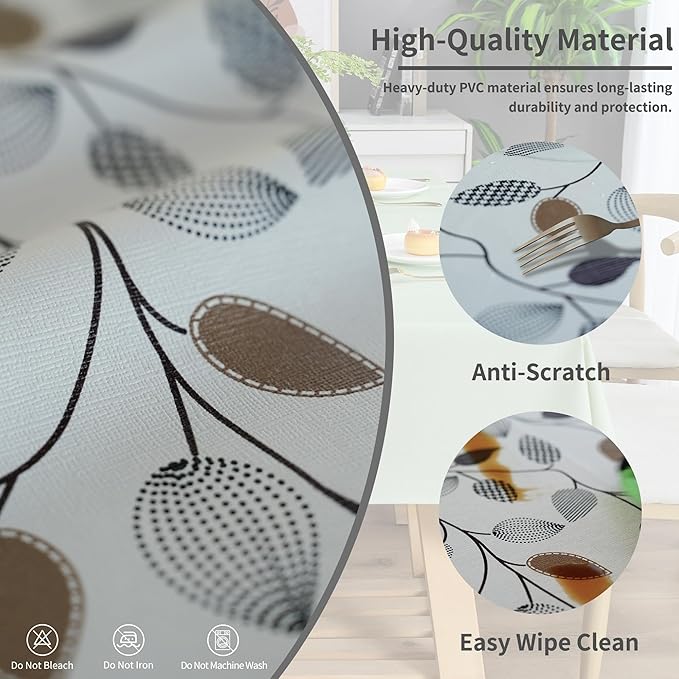 Rectangle Table Cloth,100% Waterproof Tablecloth Oil Proof Spill Proof Vinyl Table Cloth, Wipe Clean Plastic Table Cover for Dining, Camping, Indoor and Outdoor 54" x 102",Leaf