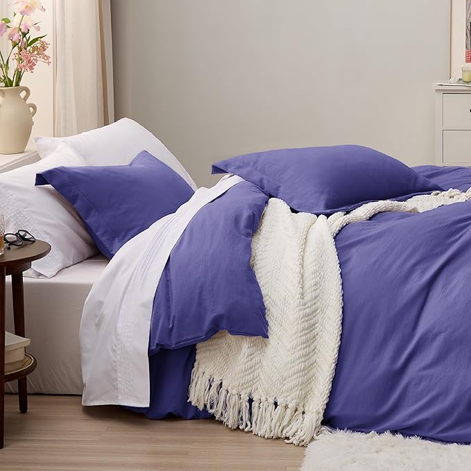 Bedsure Skipper Blue Duvet Cover King Size - 3 Pieces Prewashed Cotton-Like Extra Soft Bedding Set, Includes 1 Duvet Cover 104x90 Inches with Zipper Closure & 2 Pillow Shams, Comforter Not Included