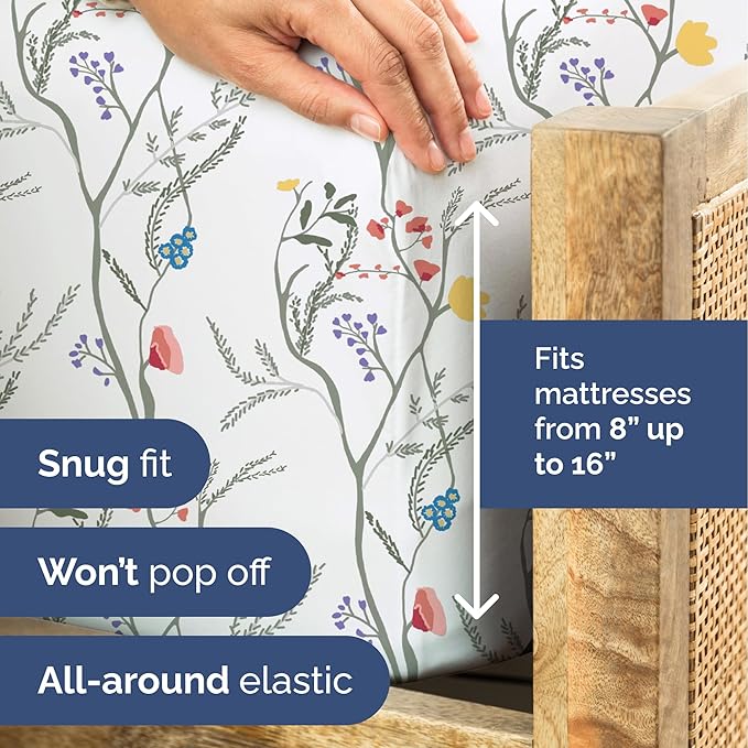 Floral Sheets - Boho Full Bed Sheet Set - 1 Flat, 1 Fitted & 2 Pillowcases w/ Deep Pockets - Comfy, Wrinkle & Fade Free - Boho Botanical Bedding - Ultra-Soft, Breathable and Cooling - Full Size Set