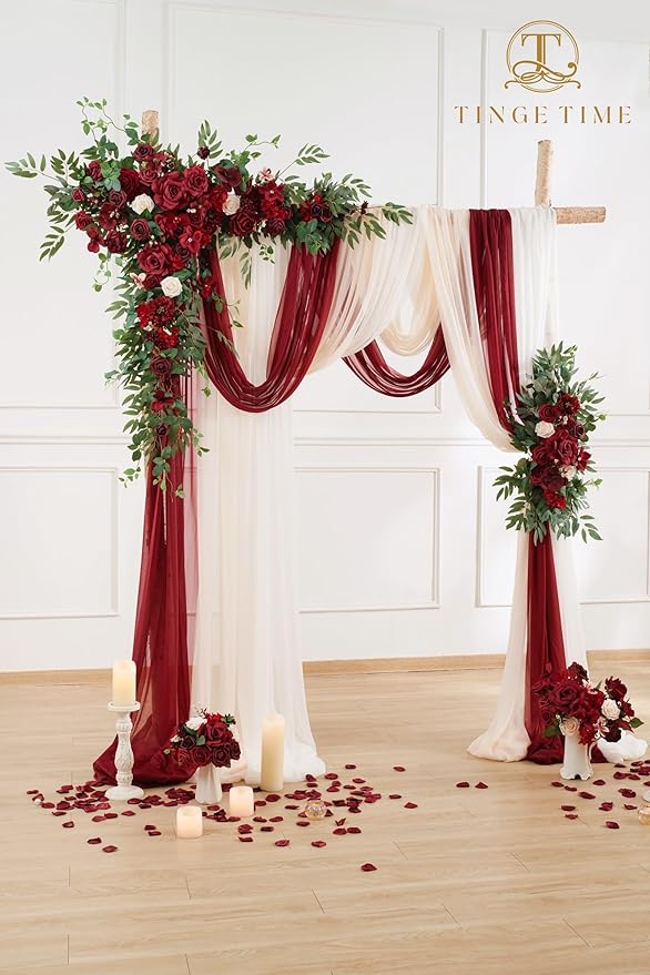 TINGE TIME Artificial Arch Flowers Kit Pack of 5, Wedding Decorations for Reception with Hanging Flowers, Wedding Arch Silk Floral Arrangements Ceremony Backdrop Bridal Shower Outdoor Party Decor