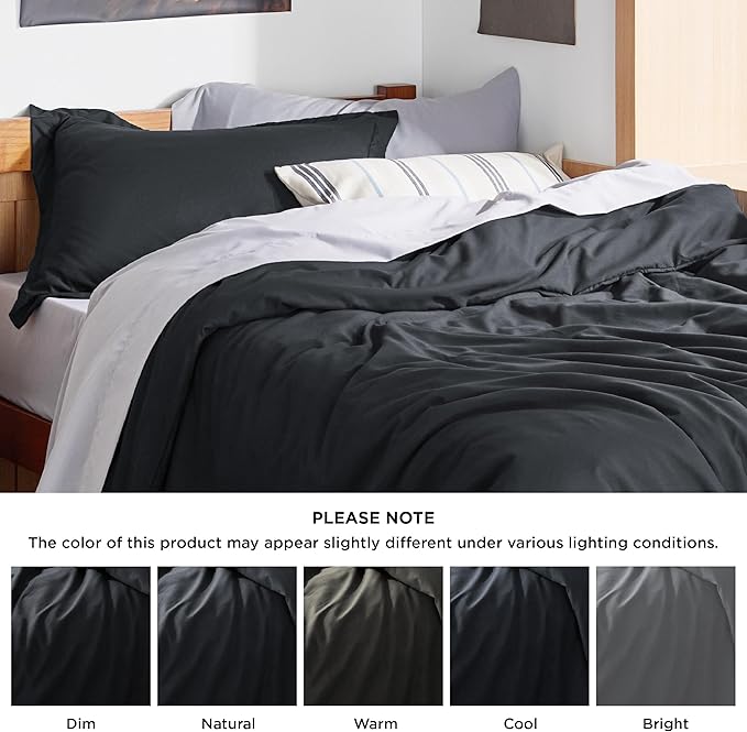 Bedsure Duvet Cover Twin/Twin XL Size - Soft Double Brushed Bedding Set for Kids & Adults, Zipper Closure, 2 Pieces, Includes 1 Duvet Cover (68"x90") & 1 Pillow Sham, NO Comforter, Black