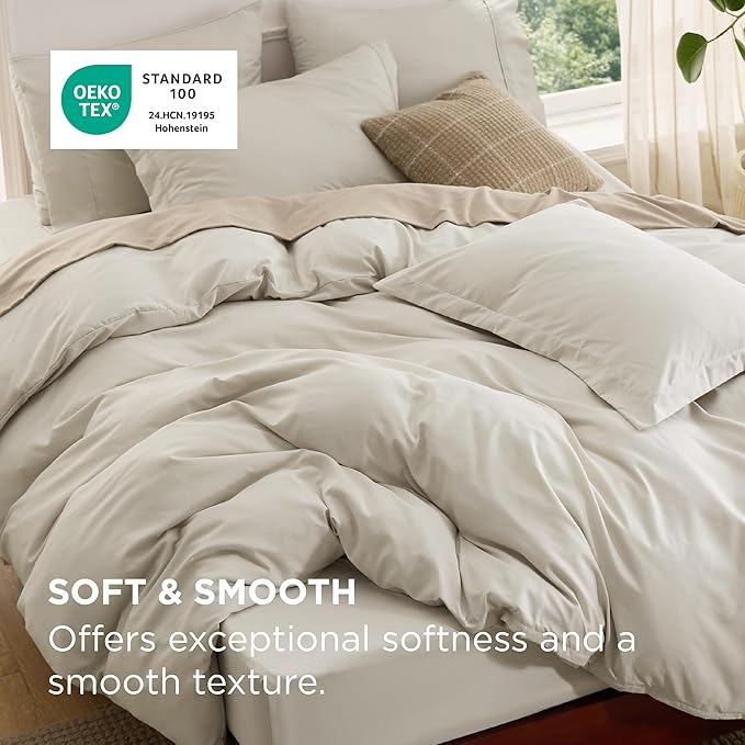 Bedsure Duvet Cover with Fitted Sheet King - 6 Pieces, Deep Pocket, Hotel Luxury Soft Double Brushed Bedding Set, 1 Duvet Cover, 1 Fitted Sheet, 2 Pillow Shams, 2 Pillowcases, NO Comforter, Linen