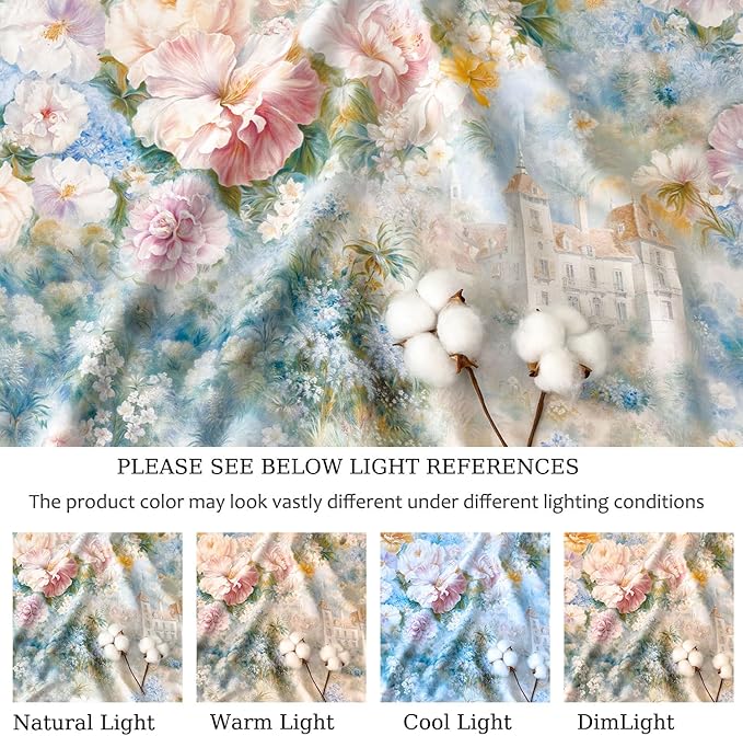 Zusbest Queen Sheet Set Luxury Floral Bed Sheets 100% Cotton, Satin Weave Soft Breathable for Hot Sleepers Romantic Peony Flowery Printed Cottagecore Bedding Deep Pocket Fitted Sheet 17.5‘', 4Pcs