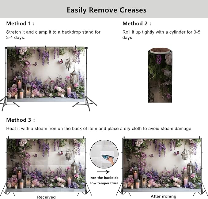 YongFoto Elegant Flower Wall Backdrop 10x6.5ft Floral Butterfly Candle Photography Background Baby Bridal Shower Wedding Girl Birthday Party Banner Room Decor Portrait Photoshoot Wallpaper Photo Booth
