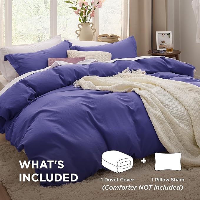 Bedsure Skipper Blue Duvet Cover Twin/Twin XL Size - 2 Pieces Prewashed Cotton-Like Extra Soft Bedding Set, Includes 1 Twin Duvet Cover 68x90 Inches with Zipper Closure & 1 Pillow Sham, No Comforter