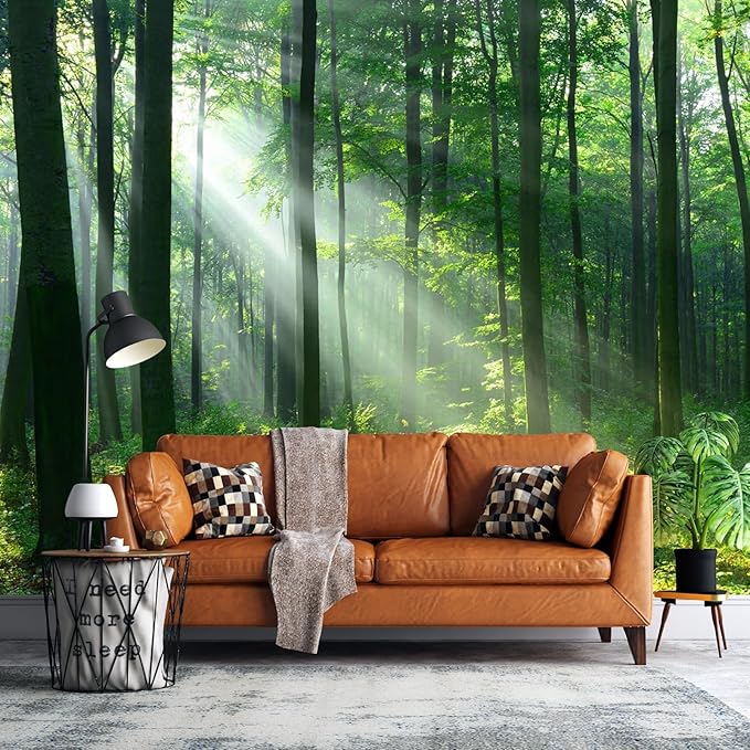Forest Wall Murals Peel and Stick Forest murals Removable Waterproof Large Wallpaper for Living Room Bedroom(Color-4, 197×120 inch)