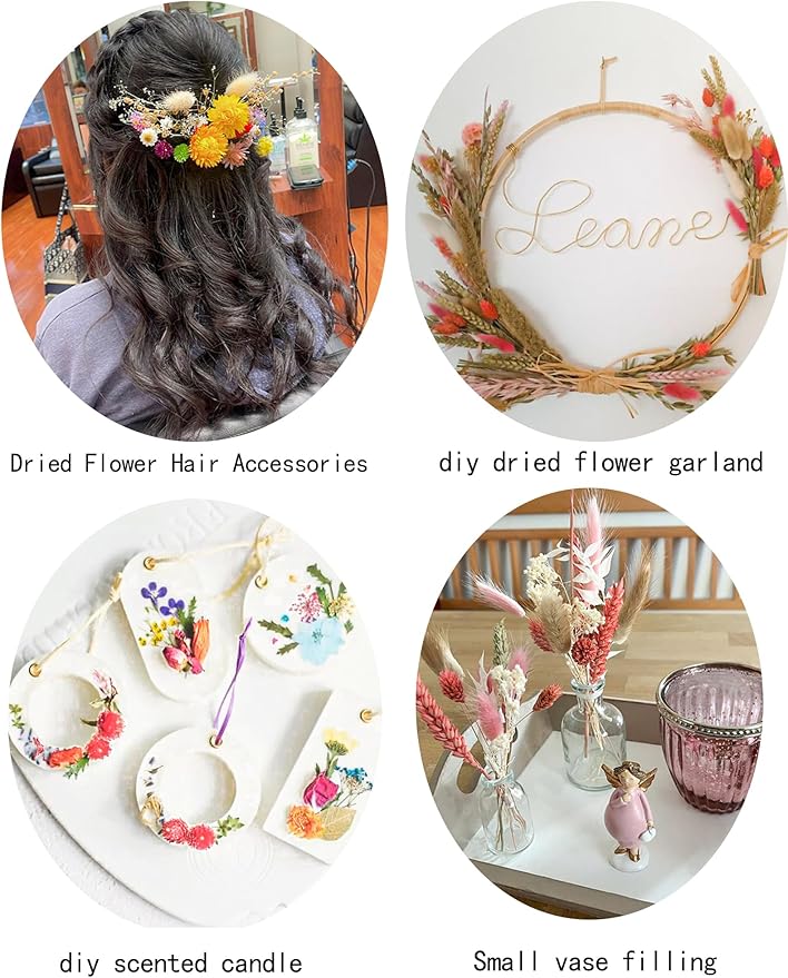 DIY Dried Flower Set, Bulk Dried Flowers,Autumn Decoration, DIY Bouquet Set, Door Hanging Wreath, Desktop Decorations Mini Dried Flowers (Orange)