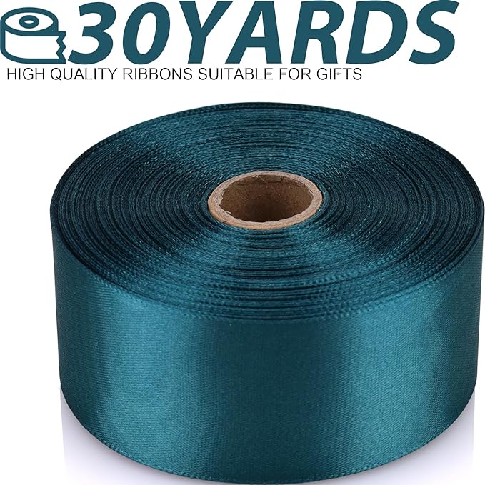1-1/2 Inch 30 Yards Greenish Blue Solid Satin Ribbon for Gift Wrapping,Craft Floral Bouquets,Wedding Party,Timeless Flower,Decoration Floral Hair,Balloons