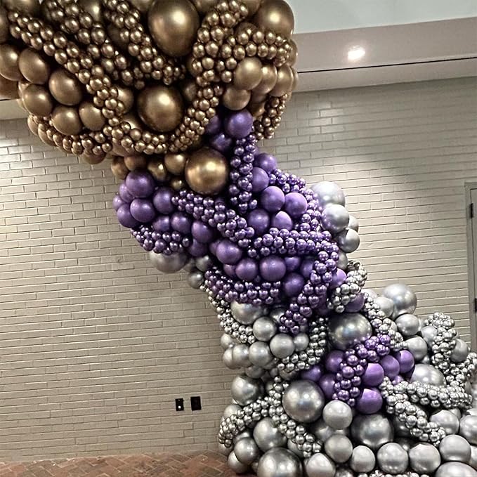 Togvu Metallic Gold Balloons Different Size, 123 Packs Gold Balloons Arch Kit, Pack of 18 12 10 5 Inch Chrome Gold Balloons Garland for Birthday Party Graduation Wedding Holiday Balloon Decoration
