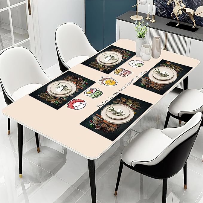 Cooking Herbs Spices Placemats Set of 6 Place Mats for Kitchen Table Washable Farmhouse Linen Table Mats Dining Decoration 12x18 Inch