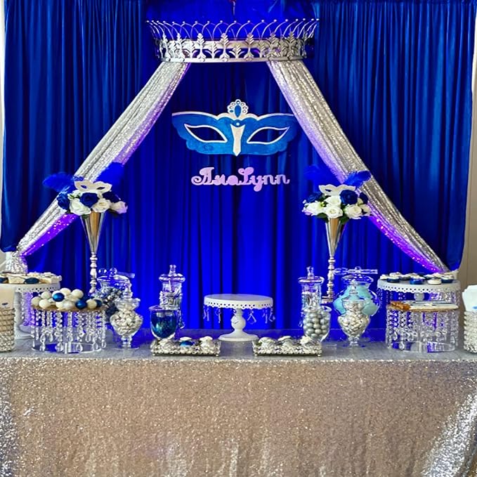Royal Blue Backdrop Curtain 2 Panels-Wrinkle-Free Royal Blue Curtains Polyester Photography Drapes for Baby Shower Birthday Party Photo Background Backdrop Stand- 8 X10FT