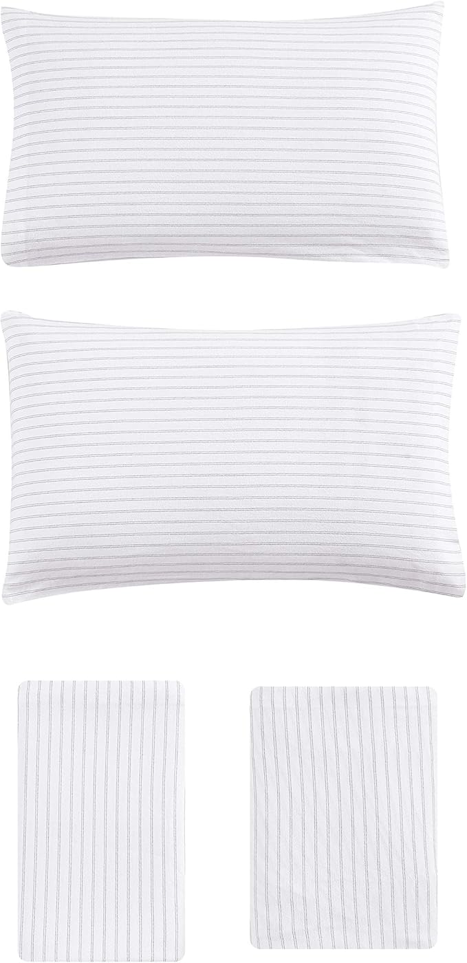 Eddie Bauer - Flannel Sheets Full Size, Anti-Pilling & Wrinkle Resistant Cotton, Touchably Soft for All-Season Comfort - Bed Sheets with Matching Pillowcases & Fitted Sheet (Trail Stripe Grey)