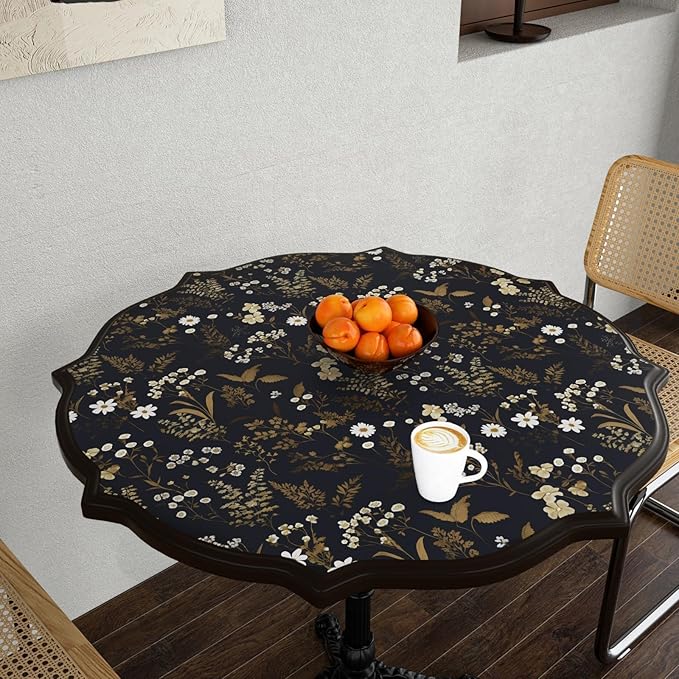 Dark Floral Wallpaper Peel and Stick 17.5in x 393in Navy Gold Leaf Wallpaper Vinyl Waterproof Self-Adhesive Boho Botanical Wall Paper Black Decor for Bathroom Bookcase Bedroom Cabinet