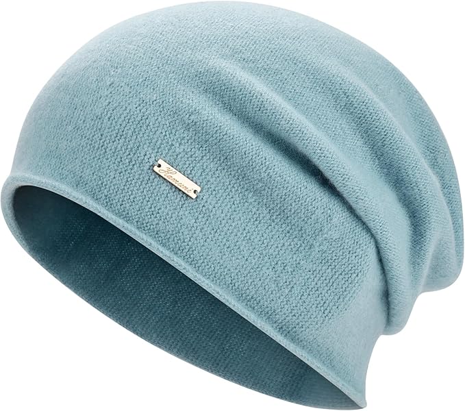 100% Wool Slouchy Beanie, Warm Beanie Hats for Women Breathable Knitting Skull Beanies Cap for Spring Fall Winter
