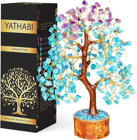 Turquoise Amethyst Tree of Life - Feng Shui Money Crystal - Natural Amethyst - Spiritual Gift - Positive Energy - Good Luck Charm
