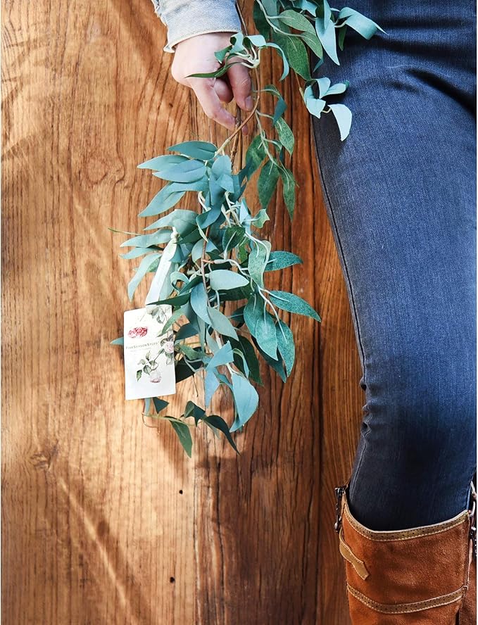 FiveSeasonStuff Hanging Rustic Willow Garlands, Bendable Artificial Greenery Vine Leaves for Wedding Home Decoration (2 pcs, 11.8 feet)