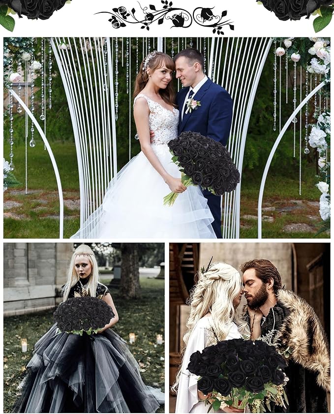 50PCS Artifical Flowers Bulk, Realistic Roses Bouquet with Long Stem for DIY, Wedding and Home Decor