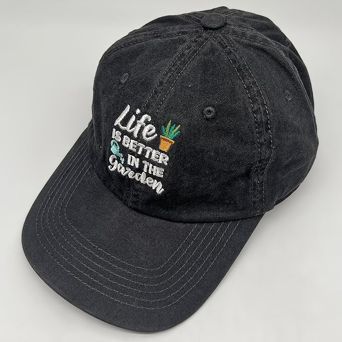 Cute Flower Hat, Elegant Floral Embroidered Adjustable Baseball Cap for Men Women, Gifts for Flower Lovers, Black