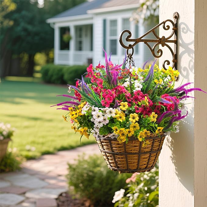 20 Packs Artificial Flowers Outdoor UV Resistant Fake Plants for Garden Patio Decor - Realistic Greenery for Hanging Planter Porch Window Home Wedding Spring Summer Decor