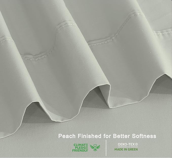 RUVANTI 100% Organic Cotton Sheets Queen Size, Percale Weave, GOTS Certified, 4-Piece Set, Deep Pocket 15", Crisp & Breathable, Soft Durable Bedding, Sábanas Algodón Orgánico – Mineral Gray