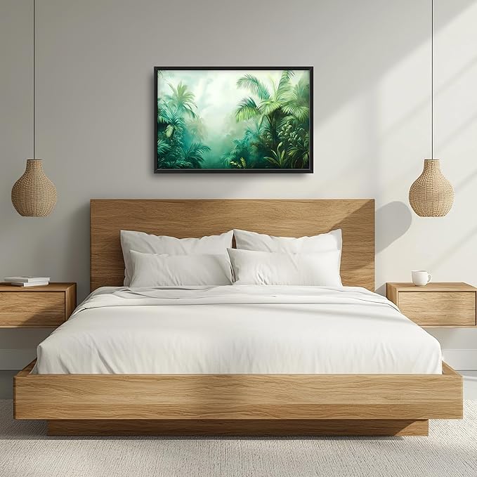 Tropical Jungle Large Decor Wall Art Forests Landscape Framed Pictures for Living Room, Nature Scenery Oversized Canvas Print Painting Modern Extra Large Framed Artwork for Bedroom Office 36"x24"