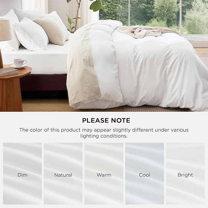 Bedsure Duvet Cover with Fitted Sheet Queen - 6 Pieces, Deep Pocket, Hotel Luxury Soft Double Brushed Bedding Set, 1 Duvet Cover, 1 Fitted Sheet, 2 Pillow Shams, 2 Pillowcases, NO Comforter, White