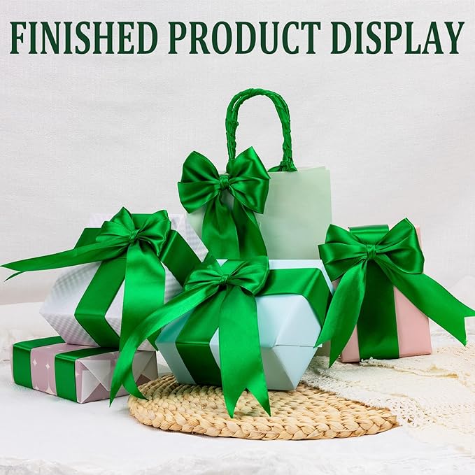 XSEINO 110 Yards Ribbon,1 1/2 Inch Dark Green Satin Ribbon for Flower Bouquet, Gift Wrapping, Ribbons for Crafts, Hair Bows Making, Wedding Party Decoration, Sewing, Invitation Cards, Christmas