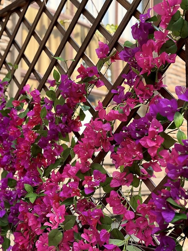 12PCS Bougainvillea Artificial Flowers 31.50" Long Stem Faux Silk Bougainvillea Branches Fake Hanging Flowers Vines for Wedding Arch Wall Outdoor Home Decoration (Fuchsia Mixed)