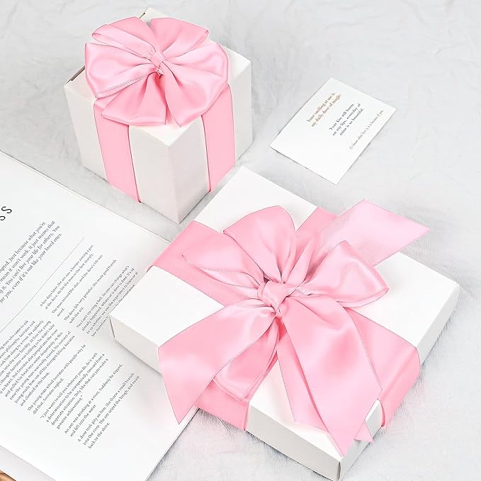 Pink Satin Ribbon, Double Faced 2 Inch X 50 Yards Pink Ribbon, Premium Satin Ribbon for Gift Wrapping, Crafts, Hair Bow Making, Sewing, Flower Bouquet, Wedding Party Decor