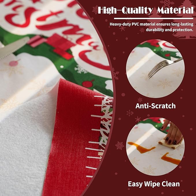 Christmas Rectangle Table Cloth,100% Waterproof Tablecloth,Christmas Decorations for Home, Vinyl Tablecloth Plastic Table Cover for Party，Picnic,Dining,Outdoor 52" x 70",Christmas Trees