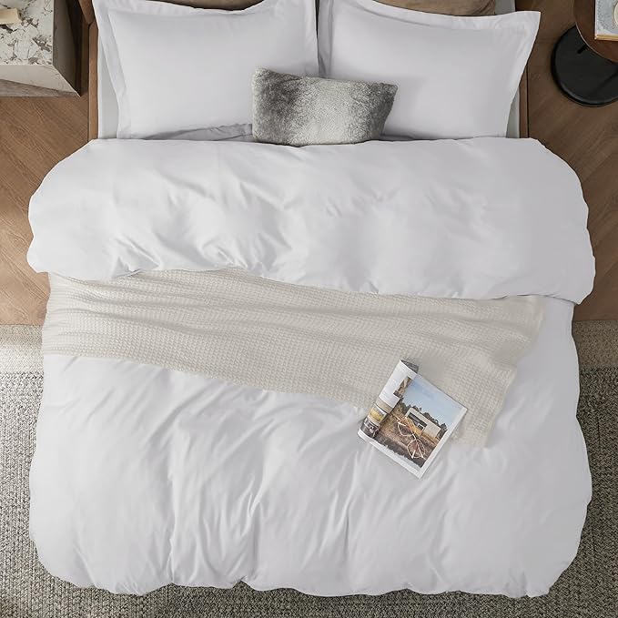 Bedsure Duvet Cover King Size - Only Includes 1 Duvet Cover (104"x90"), Hotel Luxury Soft Double Brushed All Season Bedding for Kids & Adults, Zipper Closure, NO Comforter, White