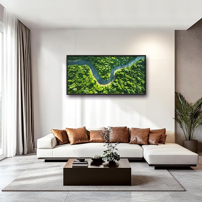 Framed Large Pictures Wall Art for Living Room, Forest River Landscape Oversized Wall Decor Nature Scenery Canvas Print Painting Extra Large Framed Artwork for Bedroom Office 60"x30"