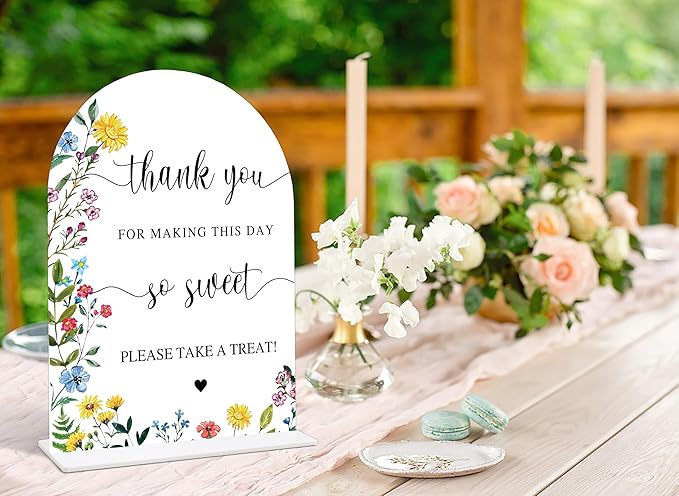Acrylic Wedding Signs Please Take a Treat Sign for Reception, 6x8" Floral Themed Arch Acrylic Dessert Table Decor, Love Is In Bloom & Baby In Bloom Decorations for Baby Shower Bridal Shower Engagement