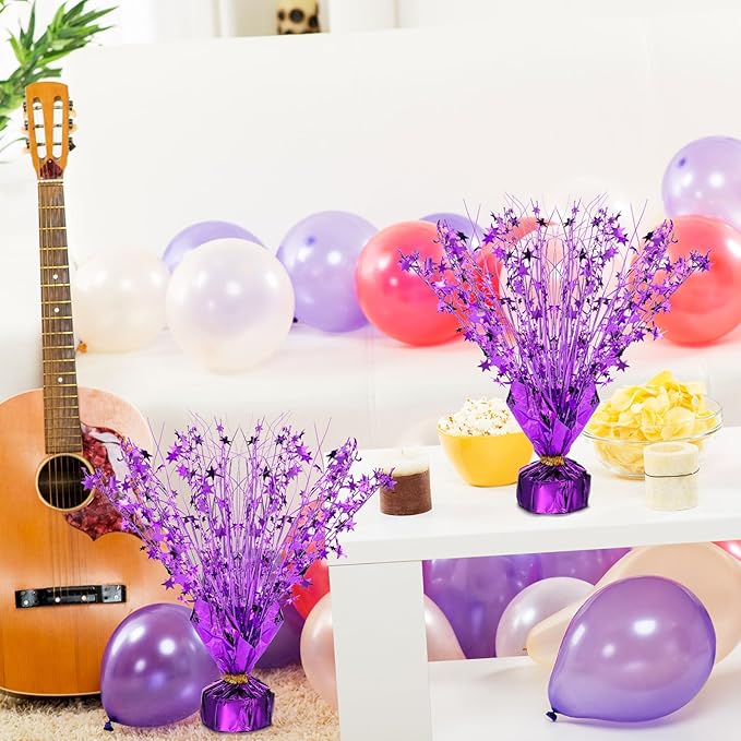 Crowye 3 Pieces Metallic Foil Spray Centerpiece Christmas Party Star Table Decoration Burst Centerpieces Fall Table Decor for Birthday New Year 2026 Party Holiday(Purple)