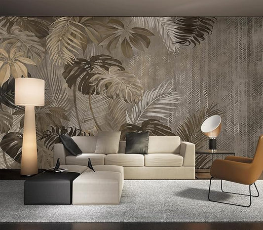 Cliouar-Turtle Backed Bamboo Plantain Leaf Plant Wall Mural Wallpaper Peel and Stick 137" x 102"
