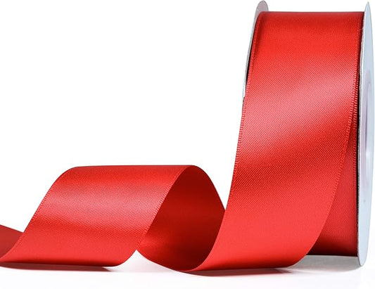 YAMA Double Face Satin Ribbon - 1 1/2 Inch 25 Yards for Gift Wrapping Ribbons Roll, Red