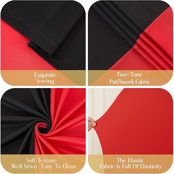 Black and Red Arch Backdrop Cover 6FT 5FT 4FT Arch Covers Stretchy Backdrop Set of 3, Wedding Arch Cover Spandex Fitted Double-Color Fabric Arch Covers for Party Baby Shower Birthday Decoration
