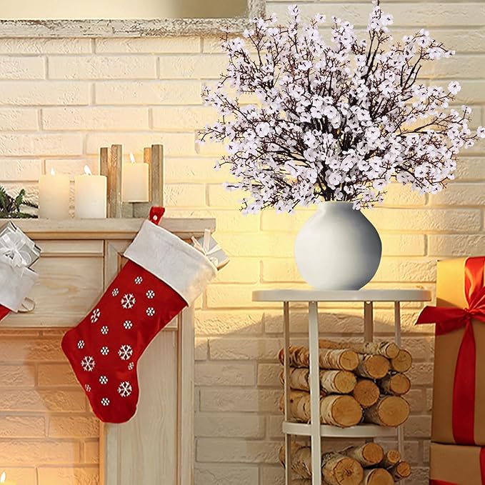 Yastouay White Fake Flowers Real Touch Silk Flowers, 10Pcs Babys Breath Artificial Flowers Bulk, Faux Gypsophila Bouquet Artificial Flowers for Thanksgiving Christmas Decorations Floral Arrangement