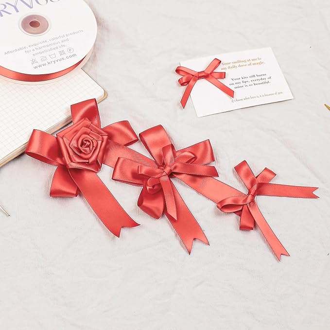 Coral Satin Ribbon, Double Faced 3/8 Inch X 25 Yards Coral Ribbon, for Gift Wrapping, Crafts, Hair Bow Making, Sewing, Flower Bouquet, Wedding Party Decor