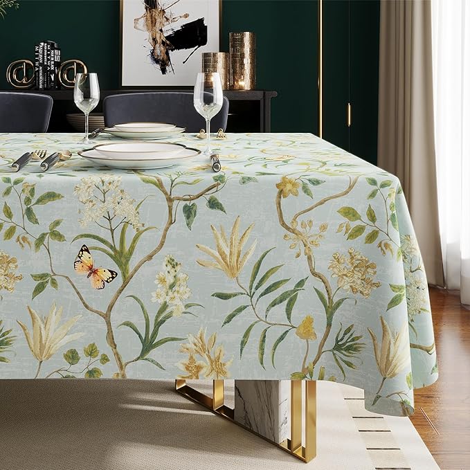 Rectangle Table Cloth,100% Waterproof Tablecloth Oil Proof Spill Proof Vinyl Table Cloth, Wipe Clean Plastic Table Cover for Dining, Camping, Indoor and Outdoor 54" x 102",Leaves