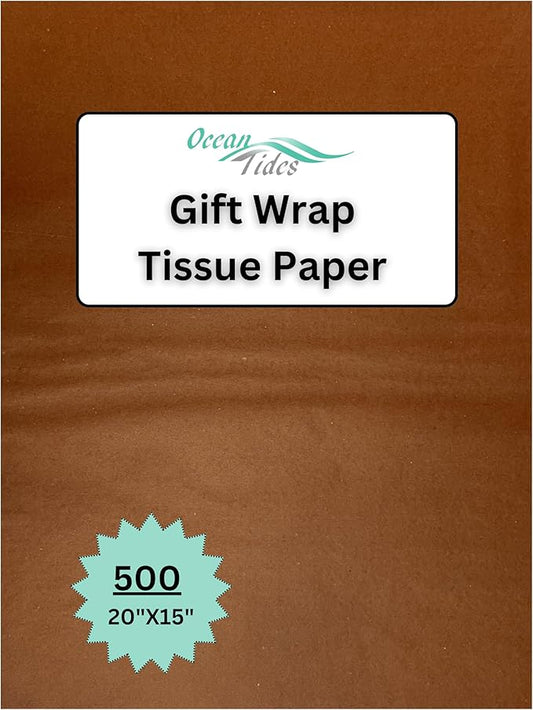 Ocean Tides 500 Sheets (14 x 20 Inches) Christmas Wrapping Paper – Gift Wrapping Tissue Paper Bulk for Crafts, Birthdays, & Holidays – Colored Tissue Papers for Gift Bags & Decorations, Brown