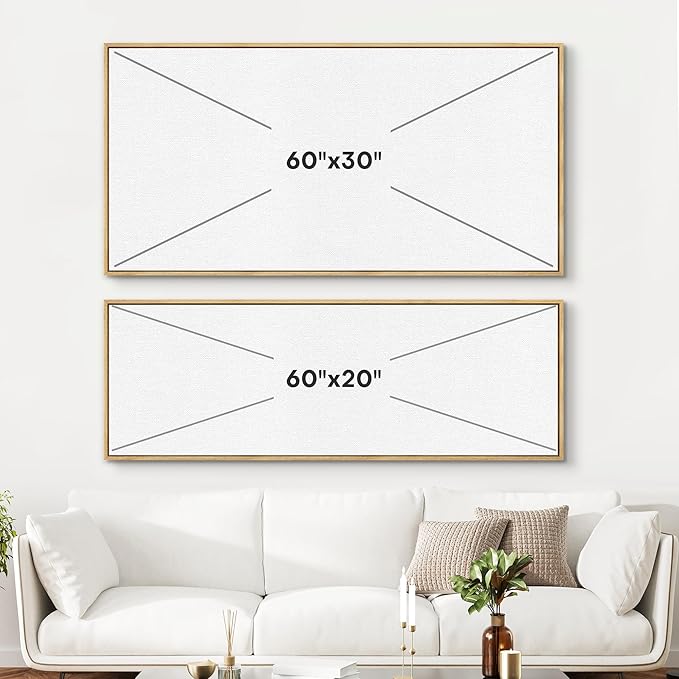 SIGNFORD Large Framed Canvas Print Wall Art Coastal Dunes Landscape Serene Seaside Illustrations Modern Art Relax/Calm Warm for Living Room, Bedroom, Office - 60"x20"