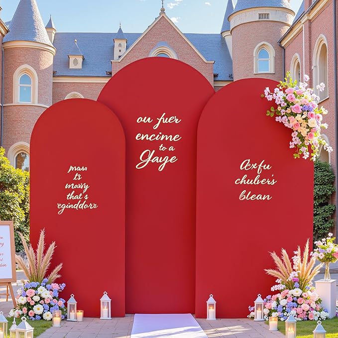 Black and Red Arch Backdrop Cover 6FT 5FT 4FT Arch Covers Stretchy Backdrop Set of 3, Wedding Arch Cover Spandex Fitted Double-Color Fabric Arch Covers for Party Baby Shower Birthday Decoration