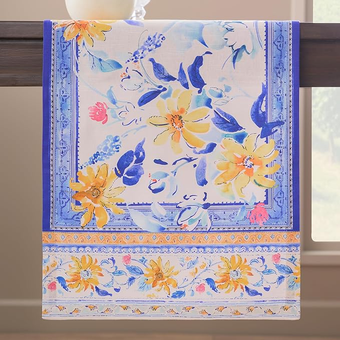 Maison d'Hermine Table Runner 100% Cotton Single Layer Table Runners 108 inches Long Decorative for Home Kitchen Dining Party Baby Shower Wedding Bridal Shower Spring Summer (Girassol,14.50" x 108")