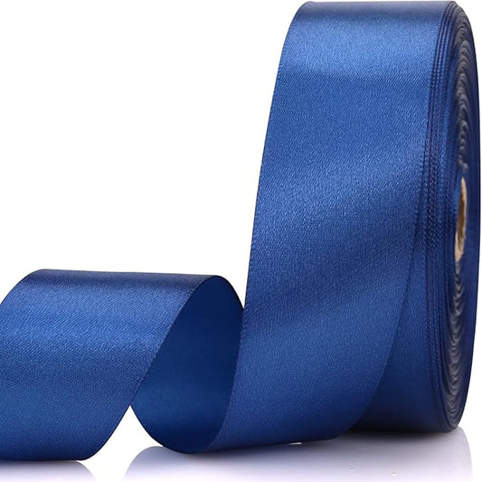 1-1/2 Inch 60 Yards Deep Blue Solid Satin Ribbon for Gift Wrapping,Craft Floral Bouquets,Wedding Party,Timeless Flower,Decoration Floral Hair,Balloons